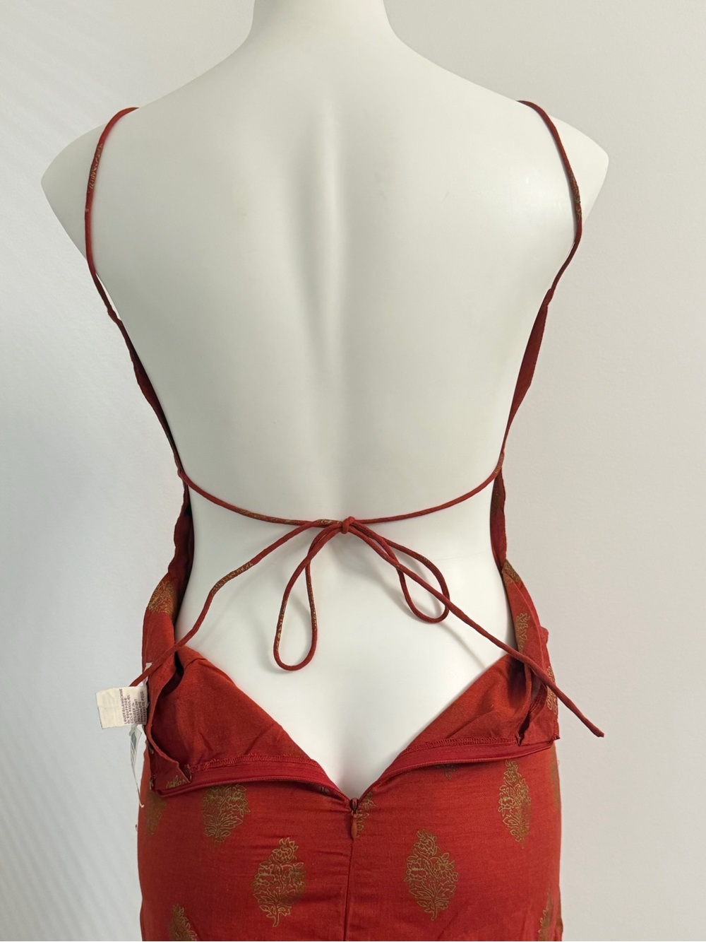 Free People Rust Orange Midi Dress w/Gold Motif & Tassels - Picture 5 of 6